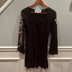 Pink Martini black embroidered xs dress